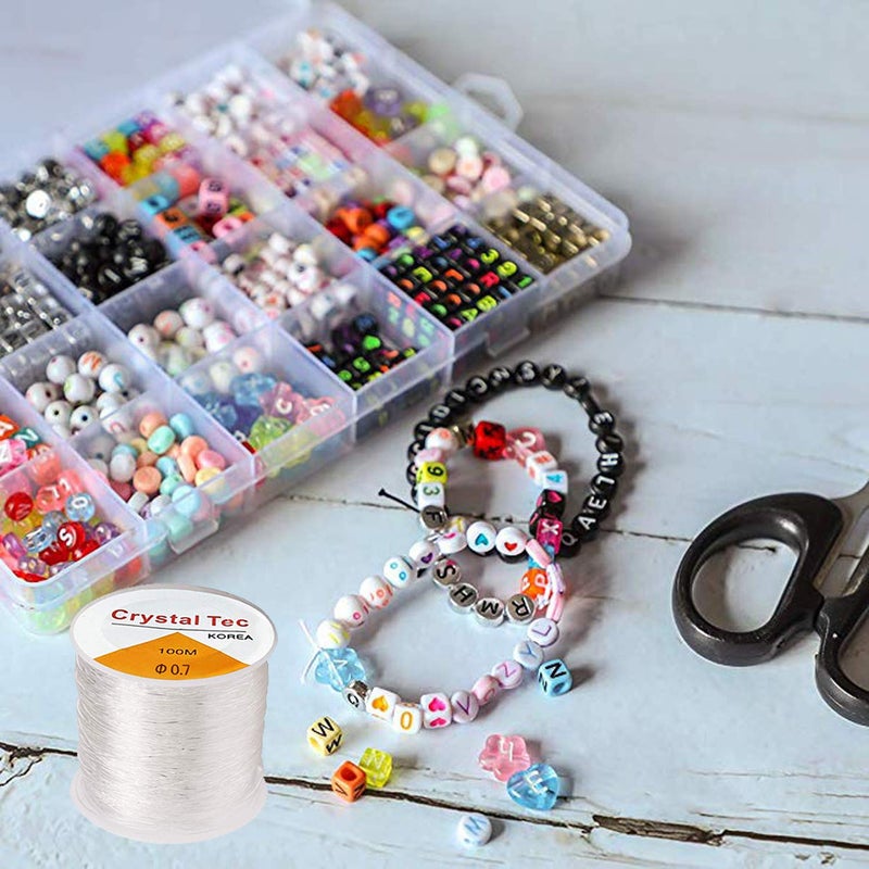 BingBing 2 Packs 0.7mm Elastic String, Jewelry Cord, Bracelet Rope Crystal Beading Cords, Transparent Beaded Line, Can Easily Pass Through Jewelry, Suitable for DIY Making (2Pack 0.7mm-White) - Image 5